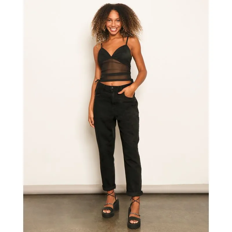 Calça Jeans Feminina Mom Preta 36