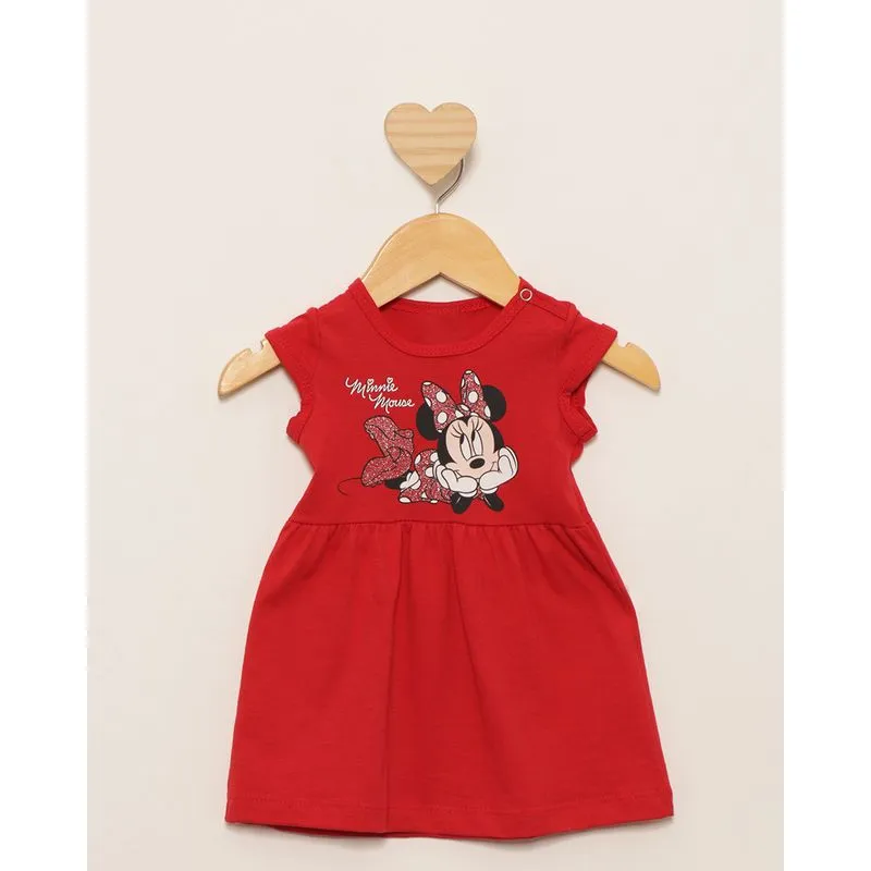 Vestido Bebê Curto Disney Estampa Minnie Vermelho M