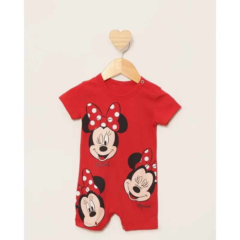 Macacão Bebê Curto Disney Minnie Manga Curta Vermelho G