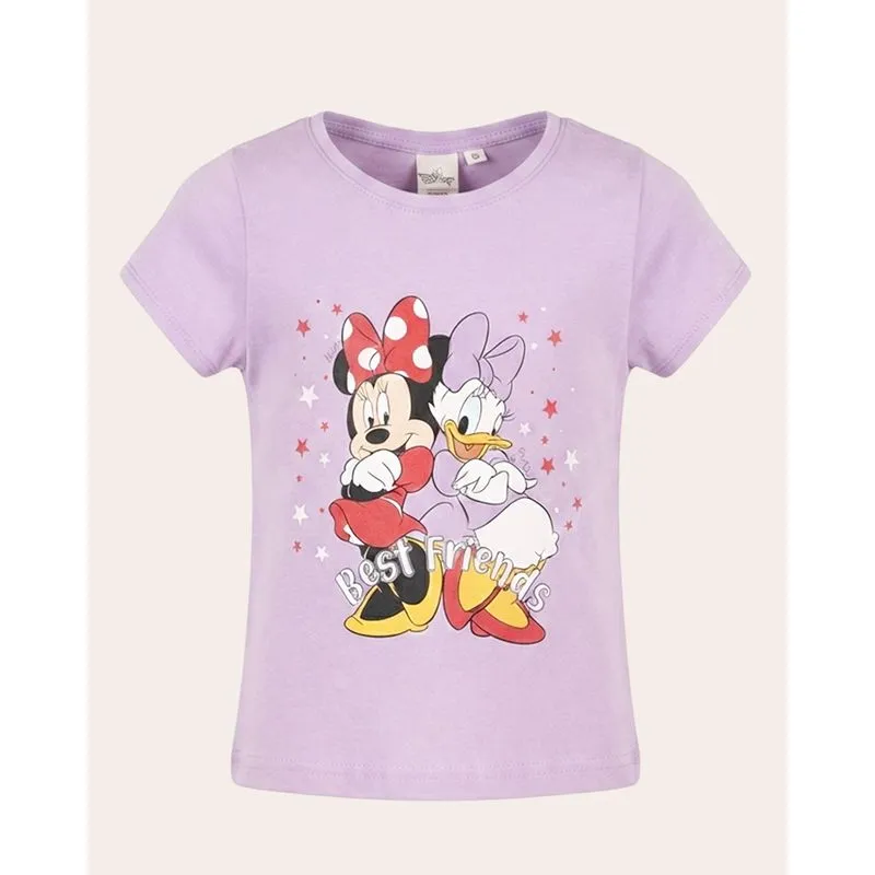 Camiseta Bebê Menina Disney Minnie e Margarida Manga Curta Lilás 3