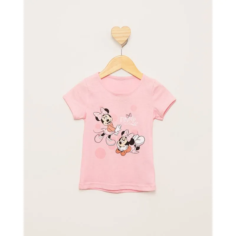 Camiseta Bebê Disney Minnie Manga Curta Rosa 2