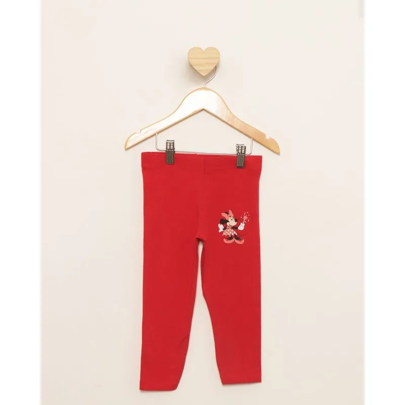 Calça Legging Bebê Disney Estampa Minnie Vermelha 3