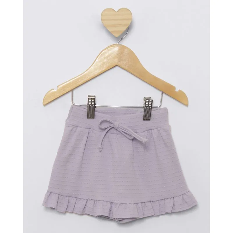 Short Saia Bebê Curto Texturizado Com Babados Lilás 3