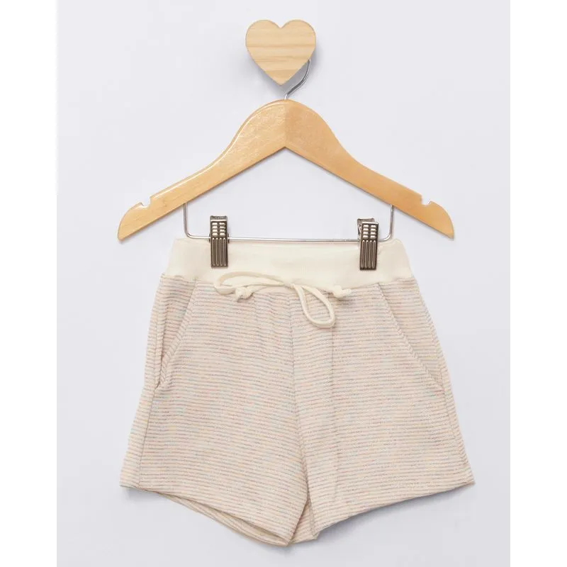 Short Bebê Moletinho Curto Com Fio Lurex Colorido Bege 2