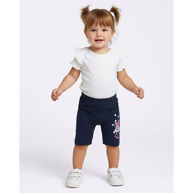Bermuda Bebê Ciclista Disney Com Estampa Minnie Marinho 2