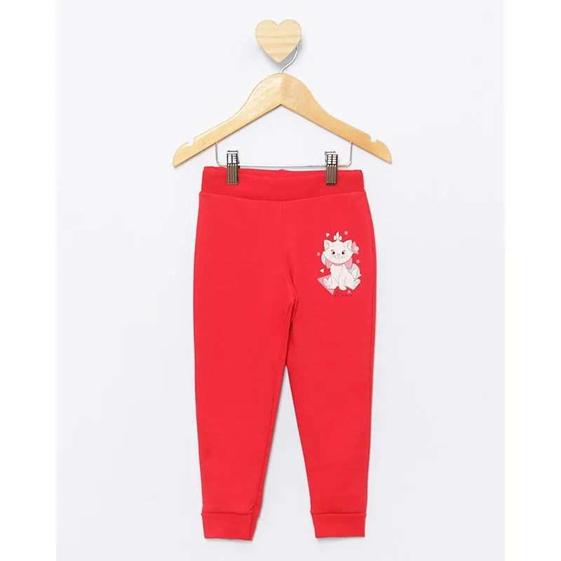 Calça Moletom Bebê Jogger Peluciada Disney Marie Vermelha 3