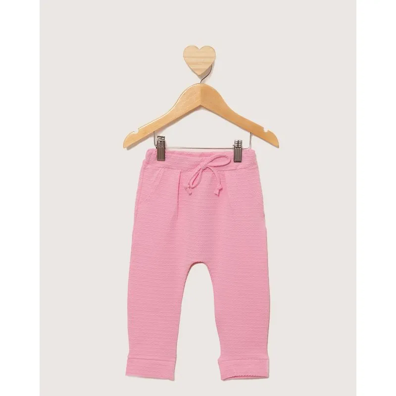 Calça Bebê Jogger Texturizada Com Cordão Rosa 2