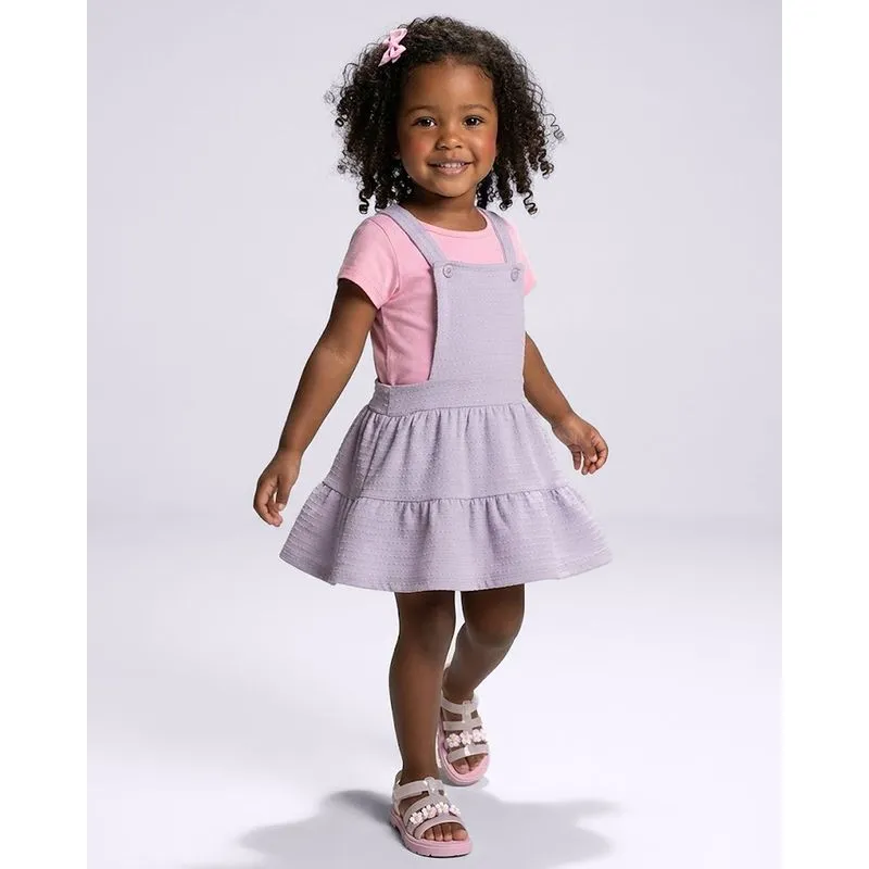 Conjunto Bebê Salopete Texturizado Três Marias Lilás 3