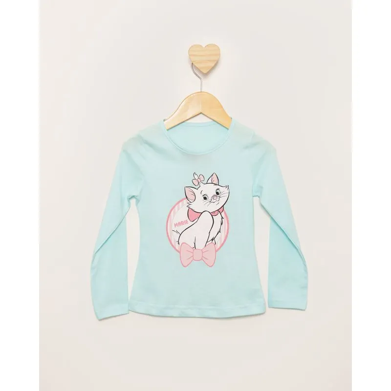 Camiseta Bebê Disney Gata Marie Manga Curta Verde 2
