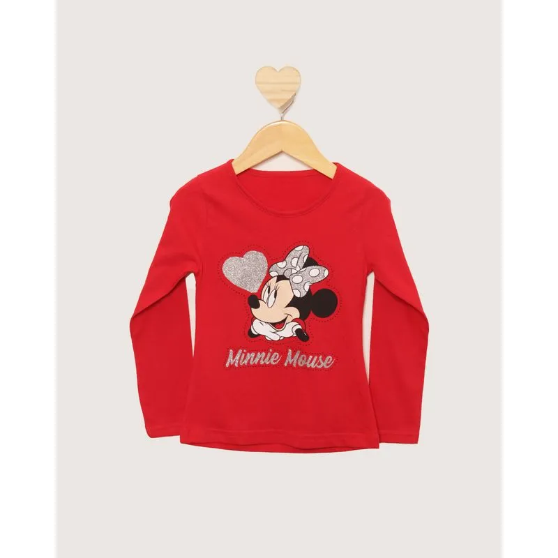 Camiseta Bebê Disney Minnie Manga Longa Vermelha 2