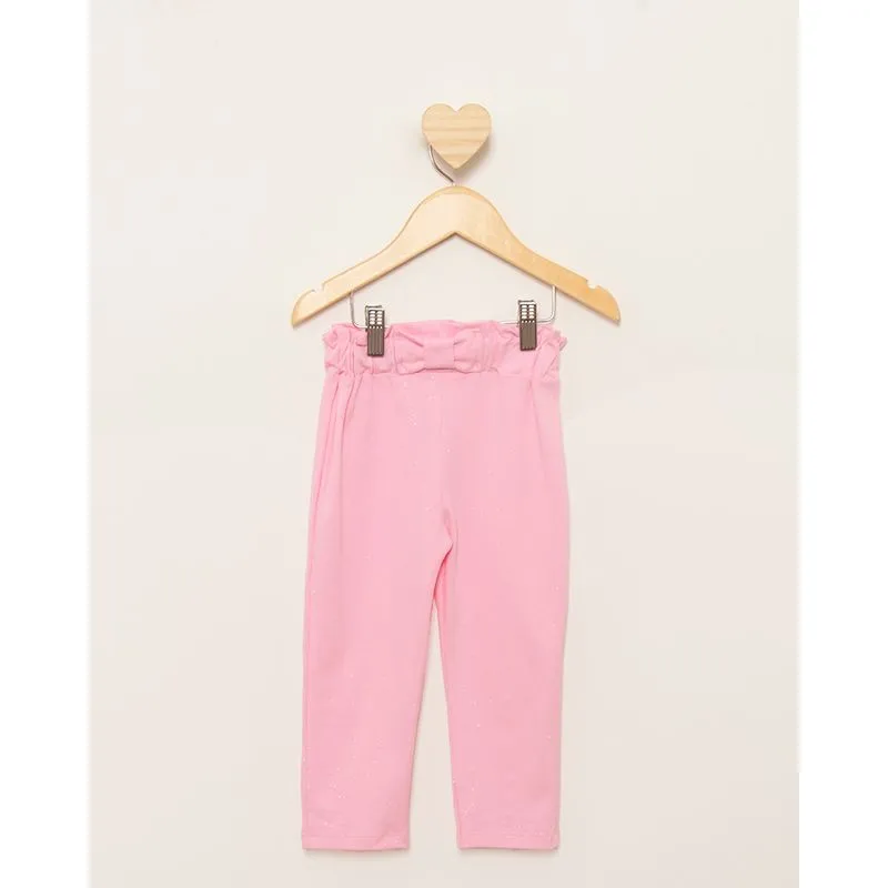 Calca Bebê Cós Com Babado Reta Glítter Rosa 2