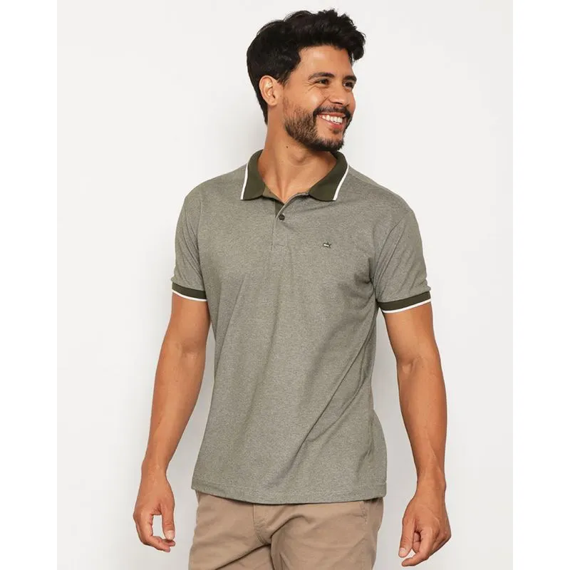 Camisa Polo Masculina Piquet Manga Curta Verde M