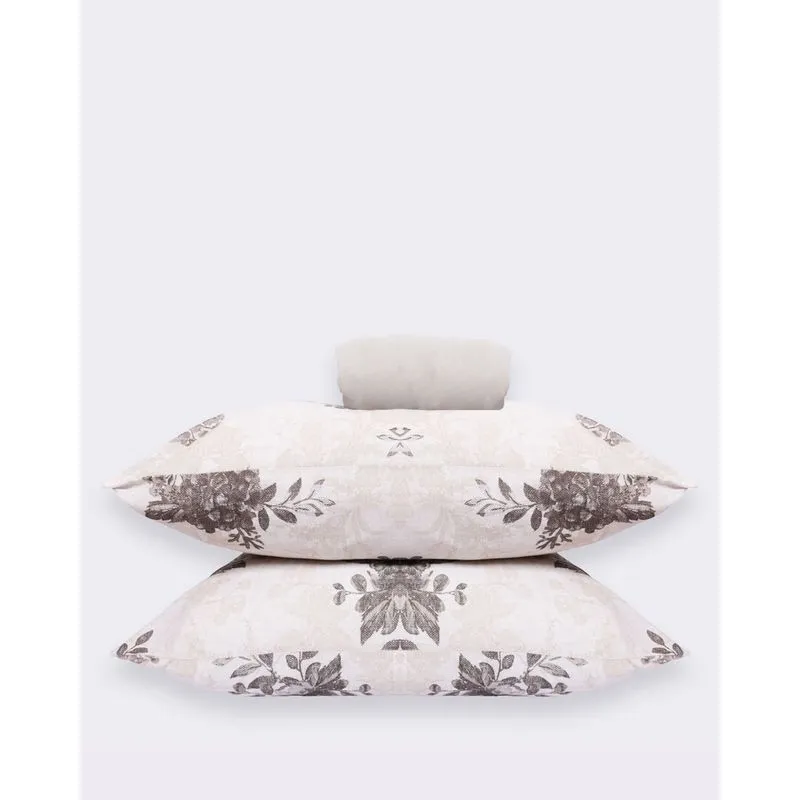 Jogo De Cama Queen 3 Peças Portallar Floral Bege UN