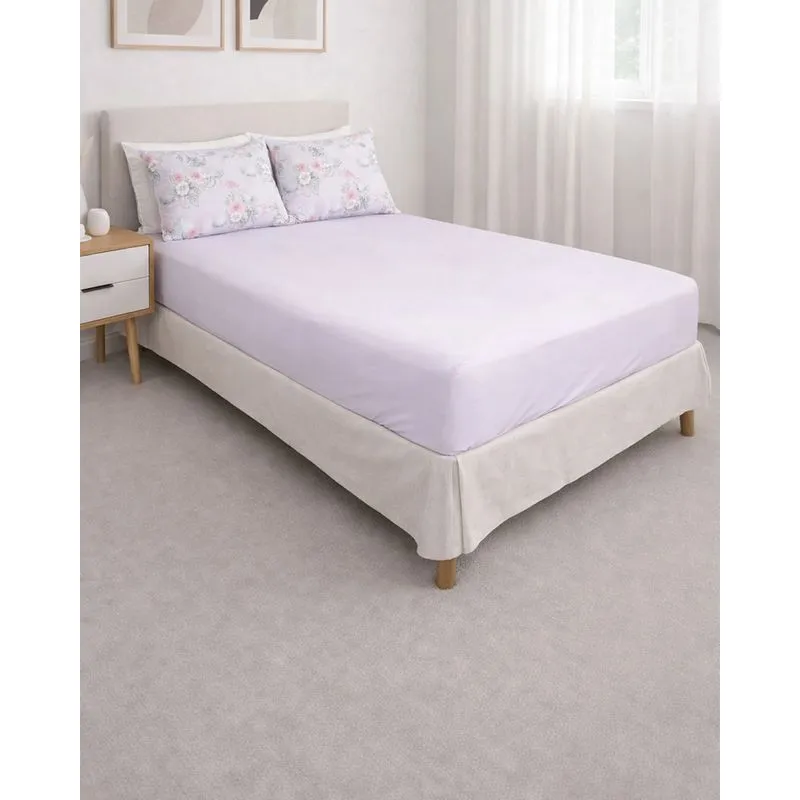 Jogo De Cama Queen 3 Peças Portallar Floral Lilás UN