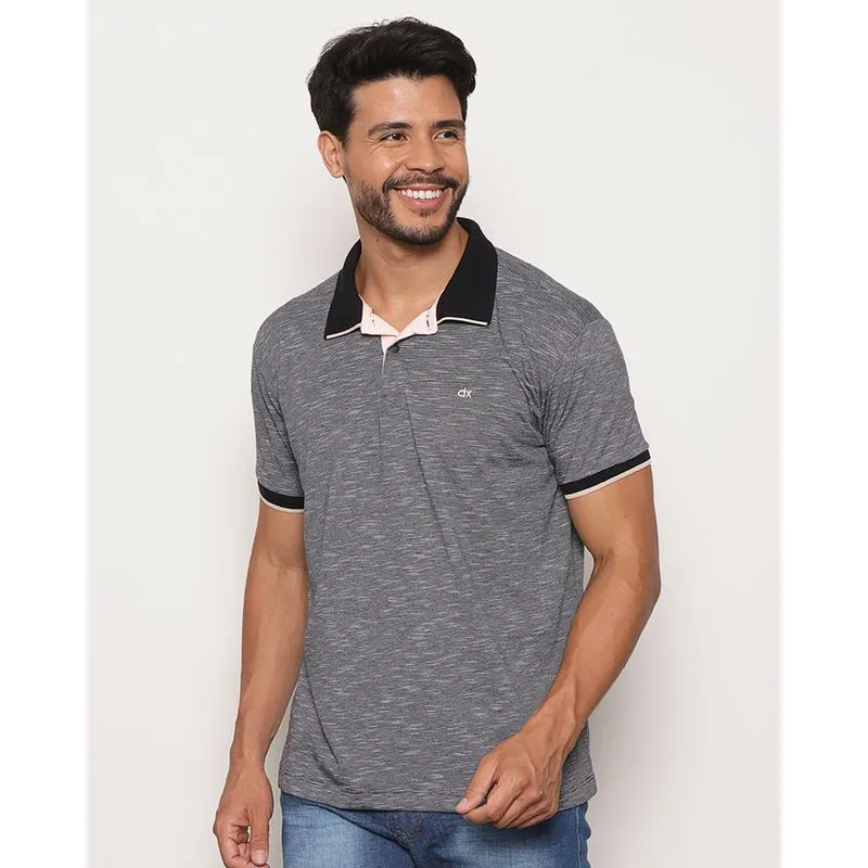 Camisa Polo Masculina Mescla Manga Curta Cinza G