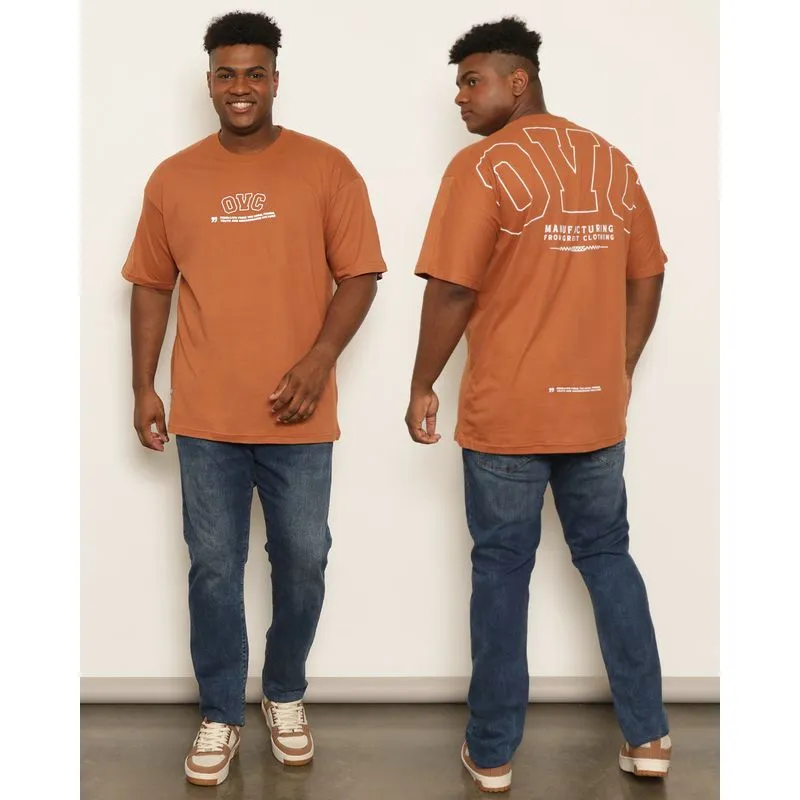 Camiseta Plus Size Masculina Gangster Estampada Manga Curta Marrom G1