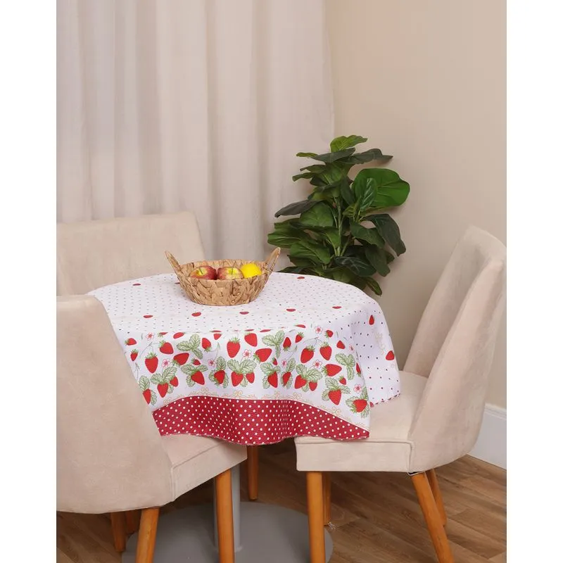 Toalha De Mesa Redonda Raner Estampada Branca UN