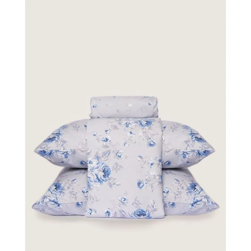 Jogo De Cama King Andreza 4 Peças Estampado Azul UN