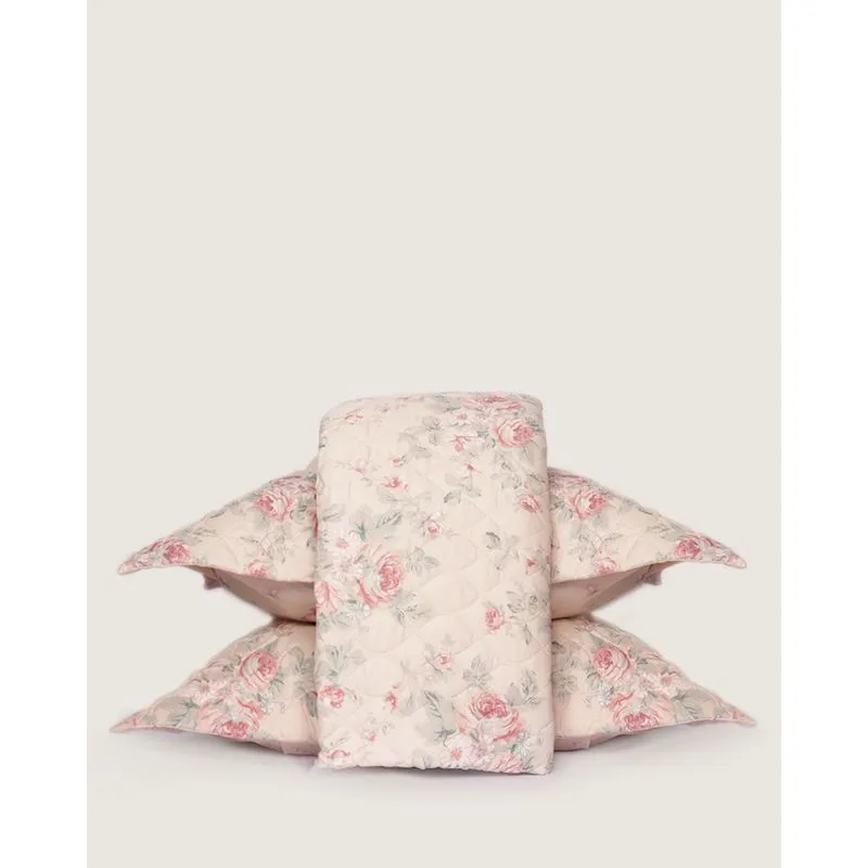 Kit Colcha Casal Andreza 3 Peças Estampado Matelado Bege UN
