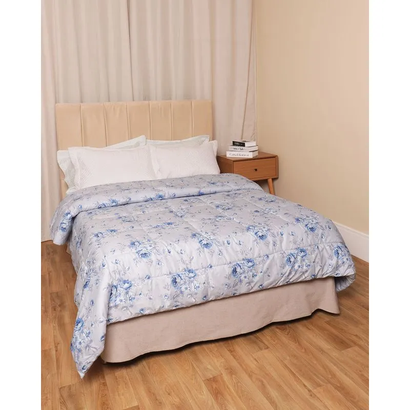 Edredom Dupla Face Queen Andreza Estampado Azul UN