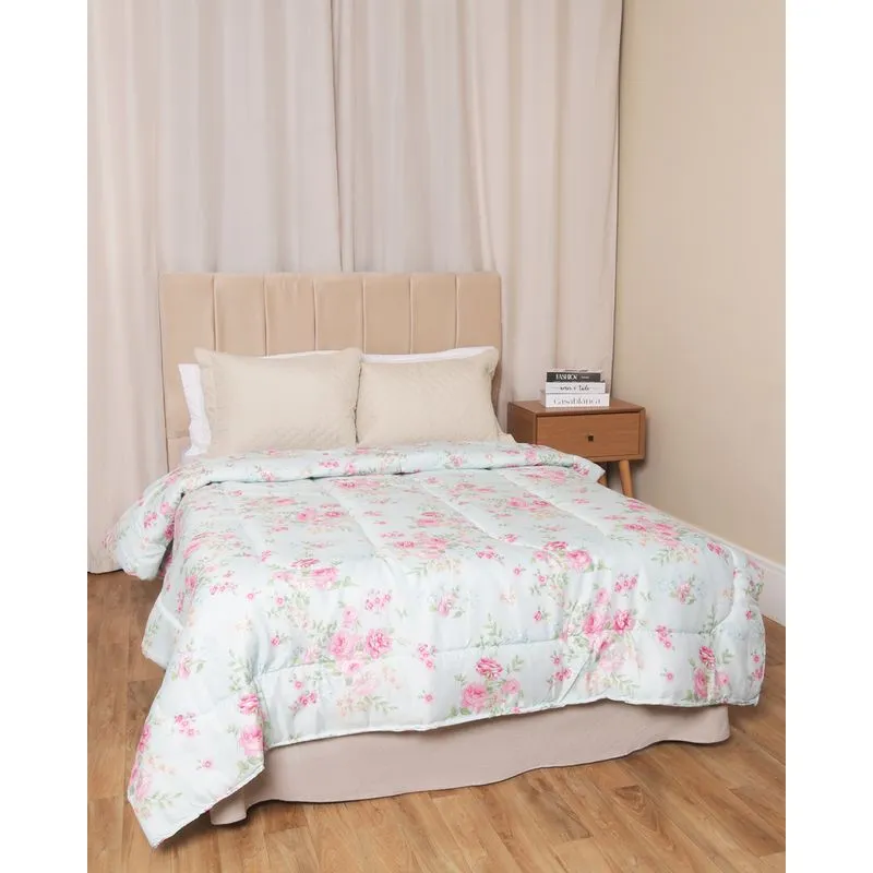 Edredom Casal Andreza Dupla Face Estampado Azul UN