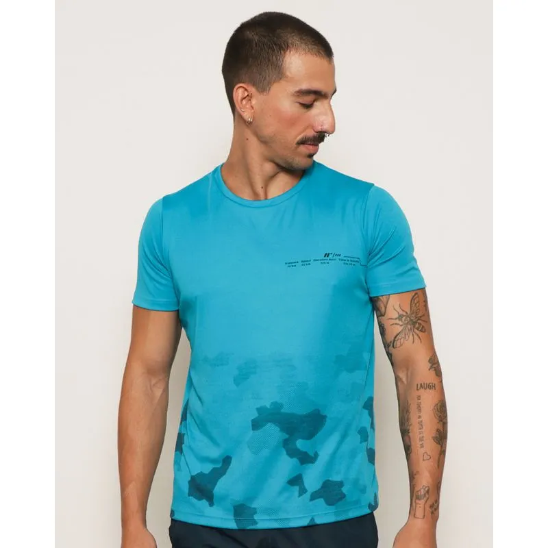 Camiseta Masculina Esportiva Gangster Dry Fit Com Estampa Manga Curta Azul GG