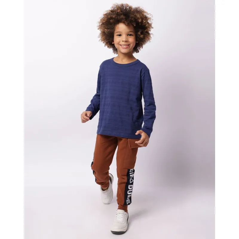 Calça Moletom Infantil Peluciada Jogger Bolso Cargo Marrom 6
