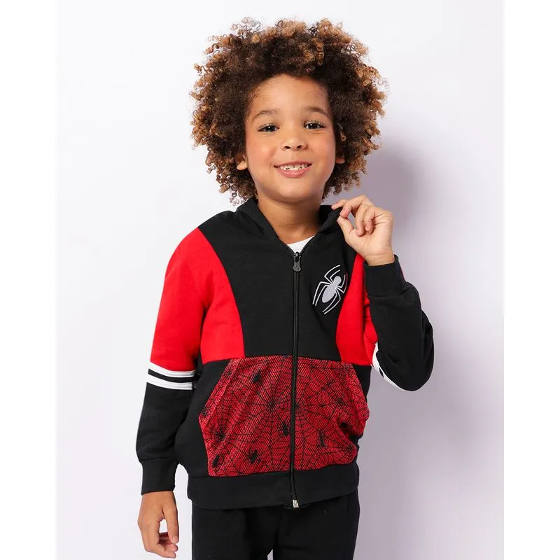 Jaqueta Moletom Infantil Peluciado Marvel Estampa Homem Aranha Com Capuz Preta 6