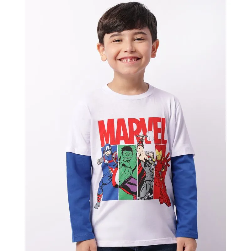 Camiseta Infantil Marvel Os Vingadores Manga Longa Branca 10