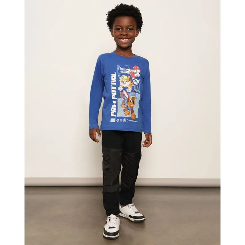 Calça Moletom Infantil Peluciada Jogger Bolso Cargo Preta 6