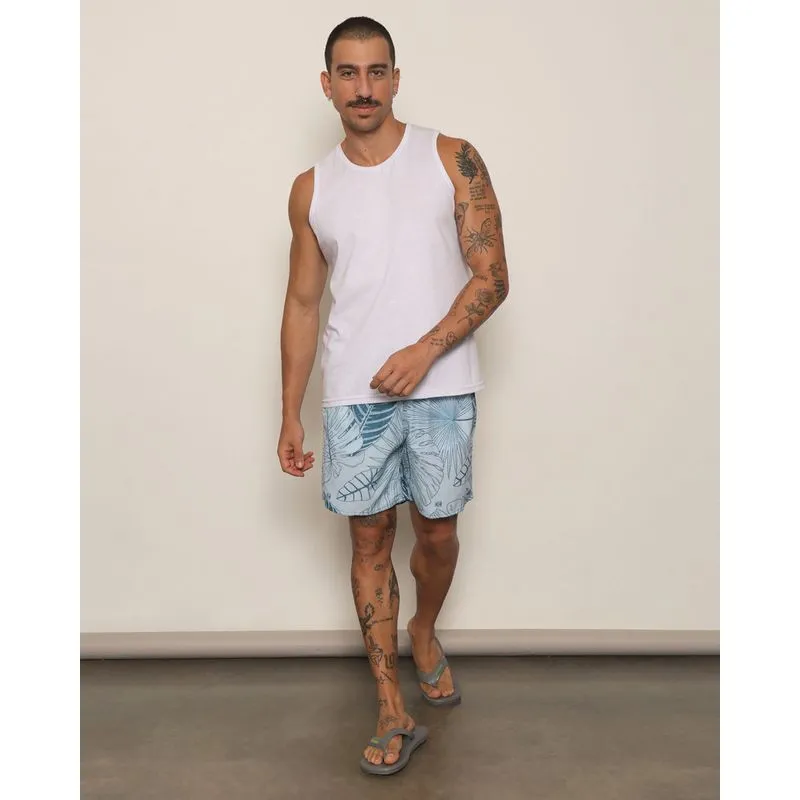 Bermuda Masculina Gangster Surf Estampada Folhagem Azul G