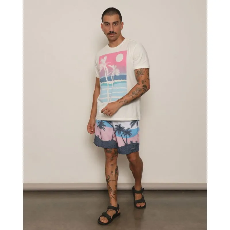 Bermuda Masculina Gangster Surf Estampada Folhagem Azul GG