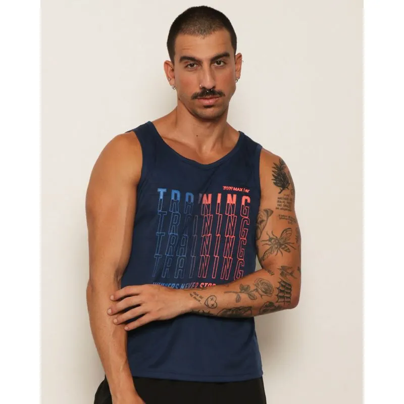 Regata Masculina Esportiva Dry Fit Estampa Training Azul G