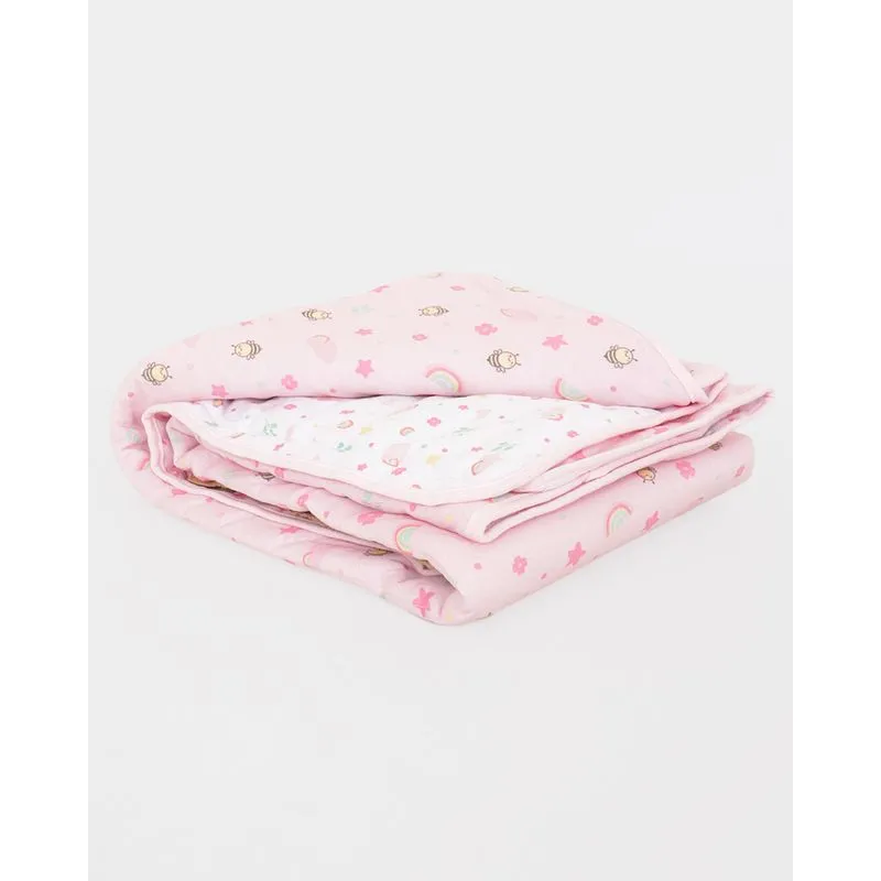 Edredom Berço Bebê Estampa Abelhinha Rosa UN