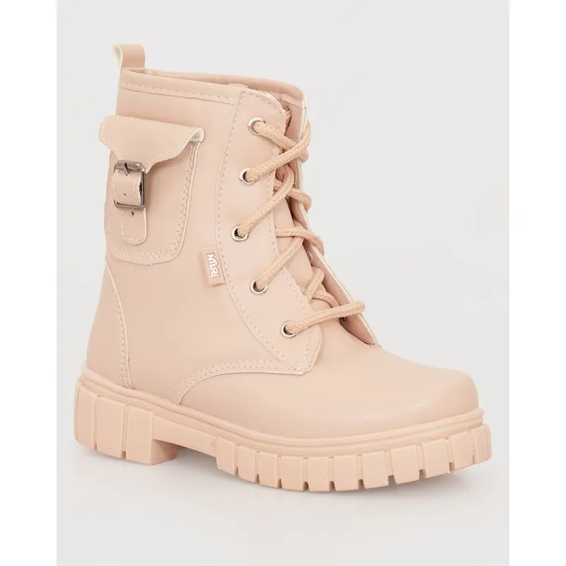 Bota Infantil Nilqi Coturno Tratorada Strass Com Bolso Rosa 32