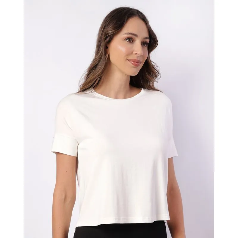 Blusa Feminina Viscose Manga Curta Off White GG