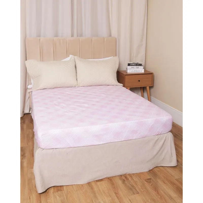 Lençol Avulso Queen Arte&Cazza Com Elástico Estampa Geométrica Rosa UN