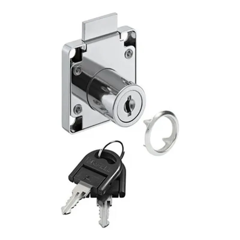 2x Fechadura Para Gaveta 22mm Niquelada- Floresta