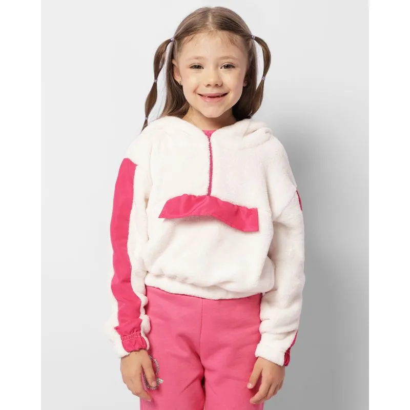 Blusão Infantil Pelinho Com Recorte Off White 8