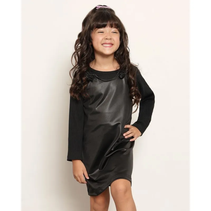 Conjunto Salopete Infantil Curto Cirrê Preto 10