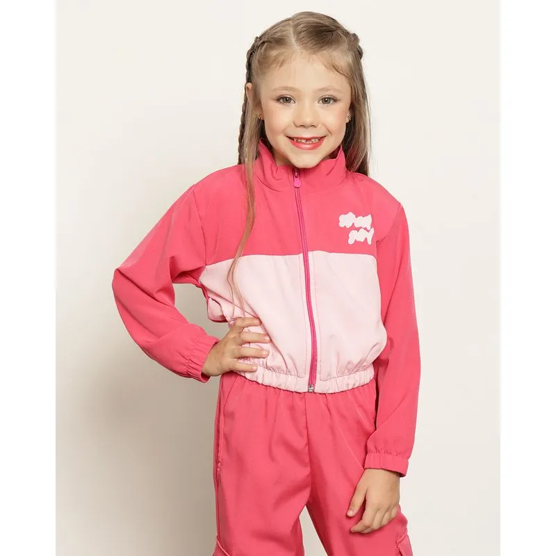 Jaqueta Infantil Corta Vento Com Bolsos Rosa 4