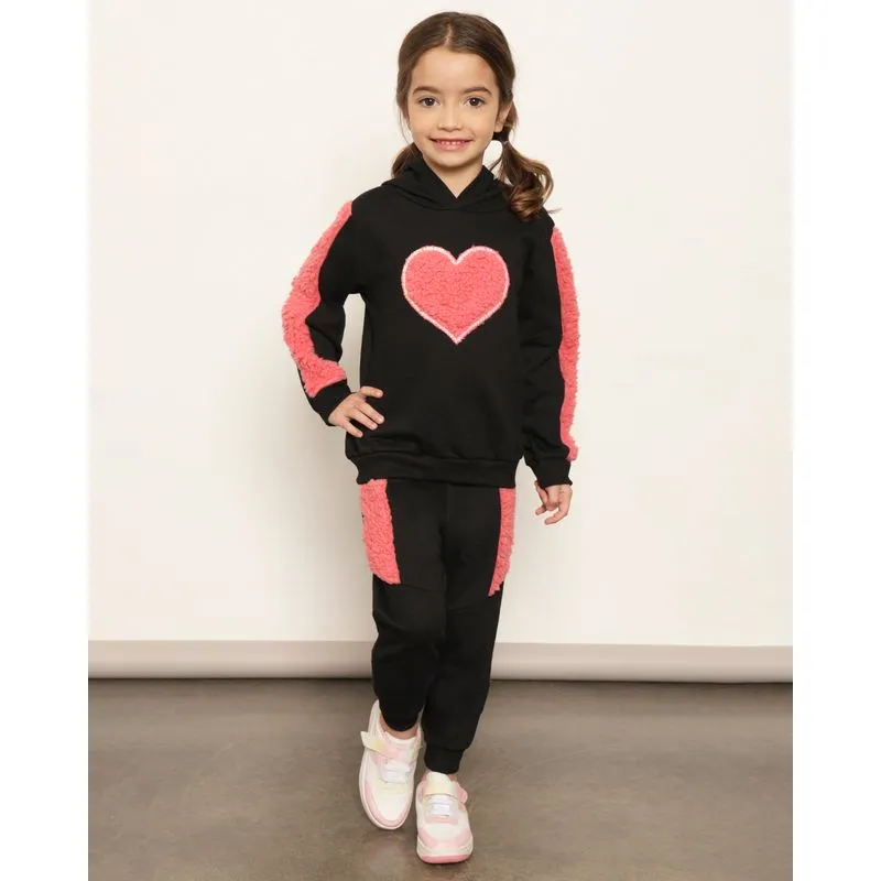 Conjunto Moletom Infantil Peluciado Recorte Pelinho Preto 6