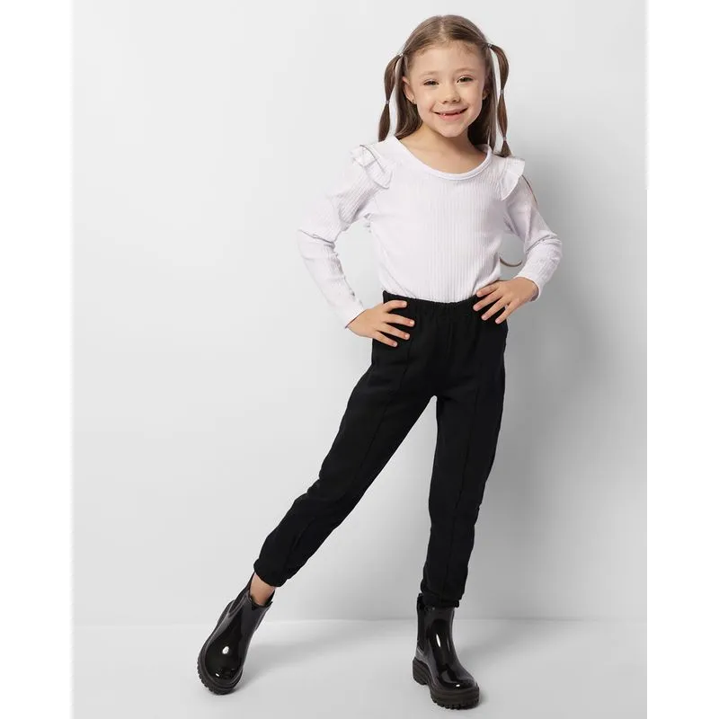 Calça Moletom Infantil Peluciada Jogger Preta 4