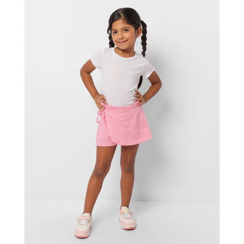 Short Saia Infantil Curto Anarruga Rosa 8
