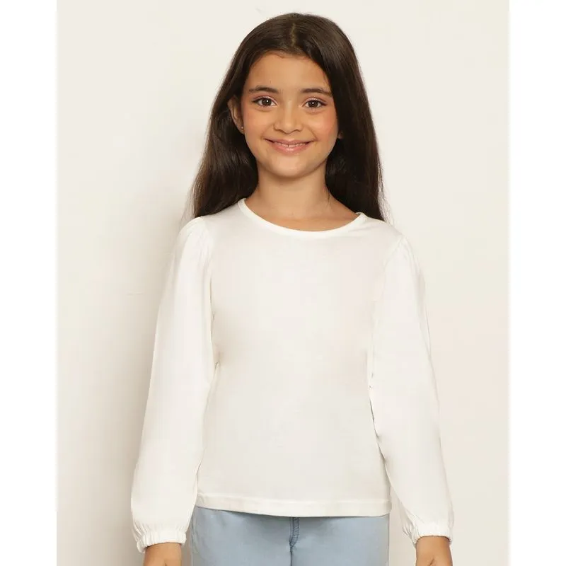 Blusa Infantil Manga longa Franzida Off White 6