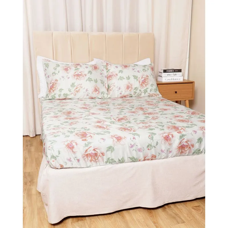 Jogo De Cama Casal 3 Peças Arte & Cazza Estampa Floral Verde UN
