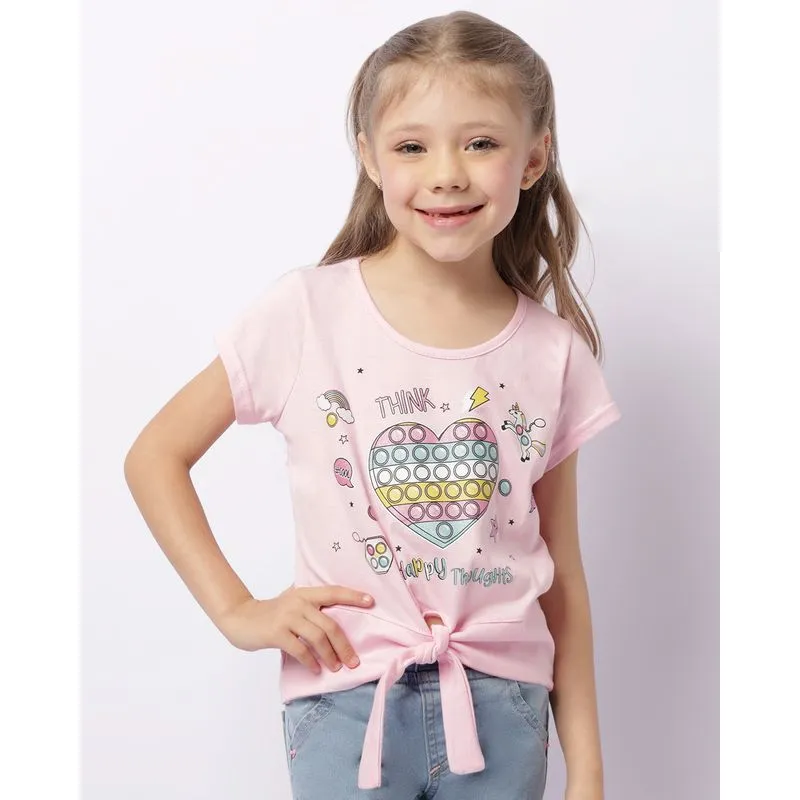 Blusa Infantil Manga Curta Estampa Com Glitter Rosa 6