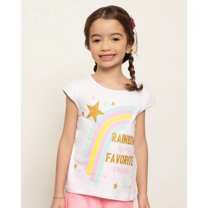 Blusa Infantil Manga Curta com Brinde Presilha De Cabelo Branca 4