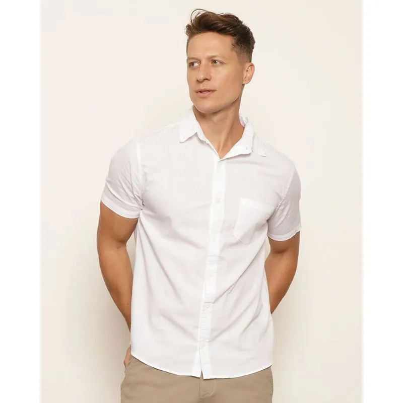 Camisa Masculina Manga Curta Lisa Branca GG