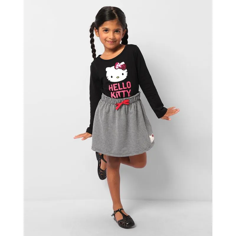 Saia Infantil Curta Com Aplique Hello Kitty Preta 4